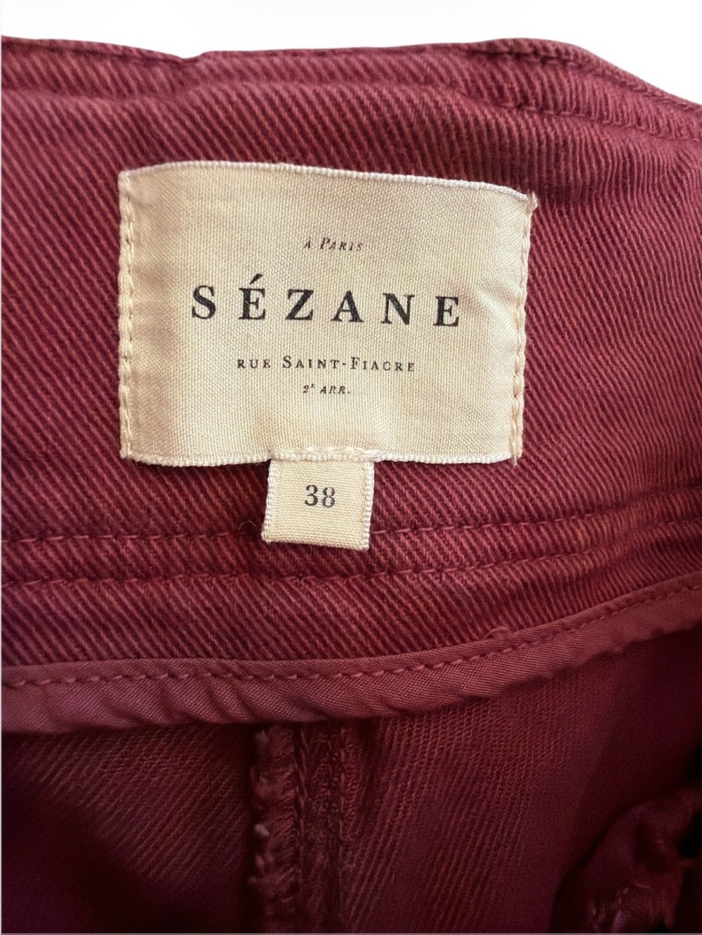 Sézane High-Waist Double-Buckle Leon Trousers — Dusty Mauve (Lie De Vin) - Picture 12 of 16